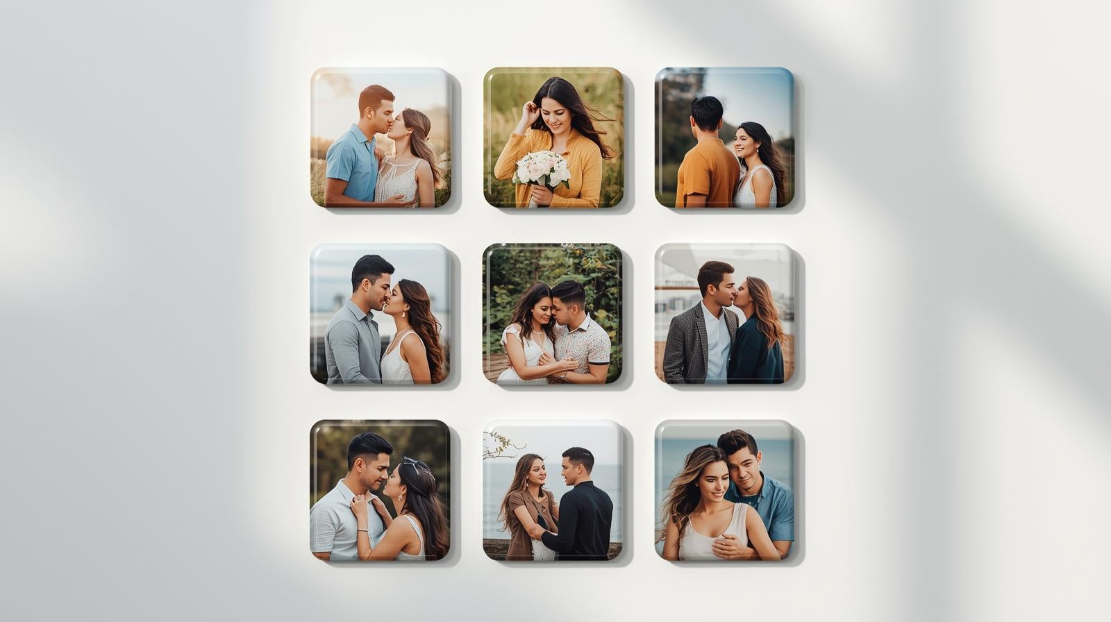 Pack of 10 Square Fridge Magnets with Photos & Messages | Personalized Fridge Magnet for Gifts