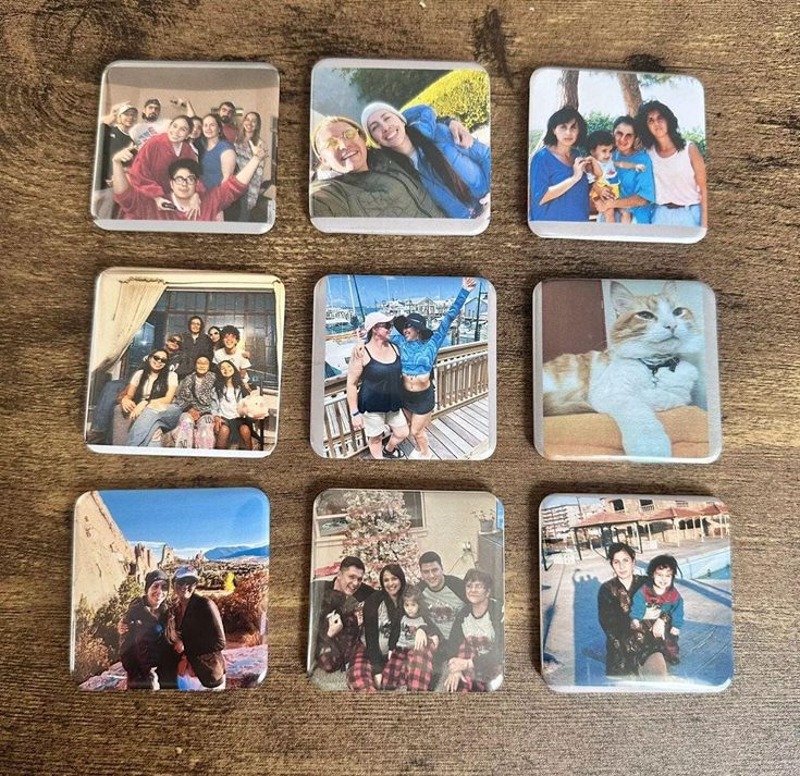 Pack of 8 Square Fridge Magnets with Photos & Messages | Personalized Fridge Magnet for Gifts
