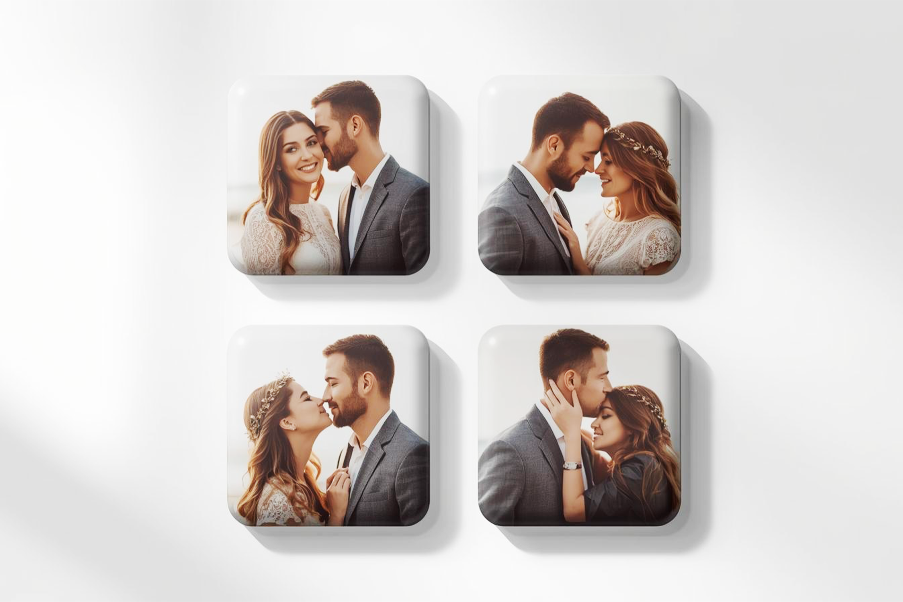Pack Of 4 Square Fridge Magnets with Photos & Messages | Personalized Fridge Magnet for Gifts